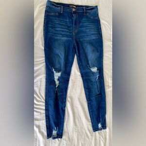 Distressed Blue Jeans